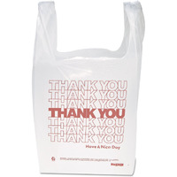 Inteplast T-Shirt Bags - 11.50" Width x 21" Length - 0.49 mil (13 Micron) Thickness - White - Plastic - 900/Carton - Shopping, Shirt