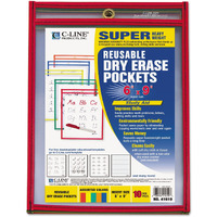 Reusable Dry Erase Pockets, Assorted Primary Colors, 6 x 9, 10/PK, 41610