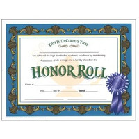 CERTIFICATES HONOR ROLL BLUE 30/PK