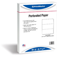 PrintWorks Professional Pre-Perforated Paper for Invoices, Statements, Gift Certificates & More - Letter - 8 1/2" x 11" - 24 lb Basis Weight - 500 / Ream - Perforated