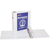 Avery Economy Ring Binder, 3 Inch Capacity, 8-1/2 x 11 Inches, White