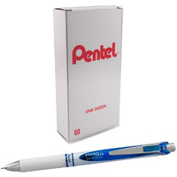 Pentel EnerGel Pearl Liquid Gel Pens - Fine Pen Point - 0.5 mm Pen Point Size - Needle Pen Point Style - Refillable - Retractable - Blue Gel-based Ink - Pearl White Stainless Steel Barrel - 1 Dozen