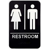 5028221 RESTROOM PLAQUE UNI 6X9"" Hillman English Black Restroom Plaque 9 in. H X 6 in. W (Pack of 3)