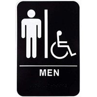 5029035 PLAQUE MEN RESTROOM 9X6"" Hillman English Black Restroom Plaque 9 in. H X 6 in. W (Pack of 3)