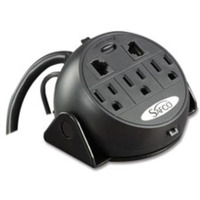 Power Module, 3 Outlets, 2 RJ-45 Ports, 8 ft Cord, Black