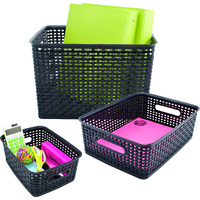 3 Pack Plastic Weave Bin: 1 Ea Small, Medium, Large
