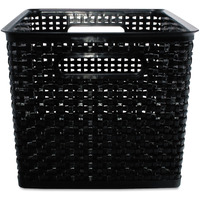 Plastic Weave Bin, Large, Black (2-Pack)