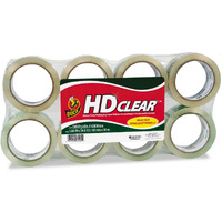 Duck Brand HD Clear Packing Tape - 54.60 yd Length x 1.88" Width - 2.6 mil Thickness - 3" Core - Acrylic - 8 / Pack - Crystal Clear