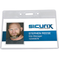 SICURIX Vinyl Punched ID Badge Holders - Horizontal - Horizontal - 2.5" x 3.5" x - Vinyl - 50 / Pack - Clear