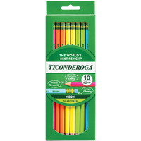 TICONDEROGA NEON WOOD PENCILS 10PK