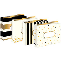 Barker Creek Gold File Folders, Letter Size, Multiple Designs, Pack of 12