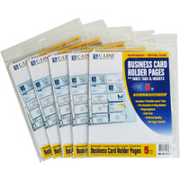 Business Card Holder, Poly with Tabs, Holds 20 Cards/Page, 11 x 8 1/2, 5/PK (Set of 5 PK)