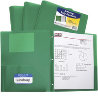 C-Line Poly Portfolio Folder with Prongs, 2-Pocket, Green, Pack of 25