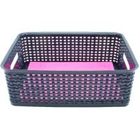 Plastic Weave Bin, Medium, Black (2-Pack)