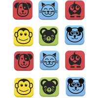 Flipside Magnetic Dry Erase Erasers, 2 x 2 in, Animals, Set of 12