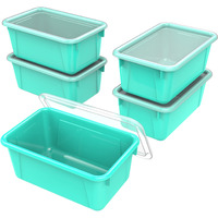 Small Cubby Bin, with Cover, Classroom Teal (Case of 5)