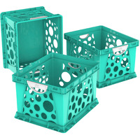 Premium File Crate with Handles, Teal, (Case of 3)