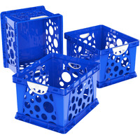 Premium File Crate with Handles, Classroom Blue, (Case of 3)