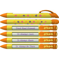 Greeting Pen Friend Pen- Petals Yellow Gift/Favor Rotating Message 6 Pen Set 36553