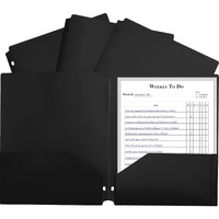 C-Line 2-pocket Heavyweight Poly Portfolio Pocket - 11.4" Length - 100 mil Thickness - For Letter 8 1/2" x 11" Sheet - 3 x Holes - Ring Binder - Rectangular - Black - Polypropylene - 25 / Box