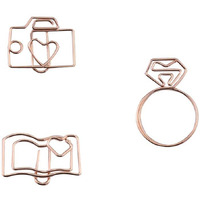12 Pcs Three Shapes Paper Clips Funny Office plating Desk Accessories Bookmarks
