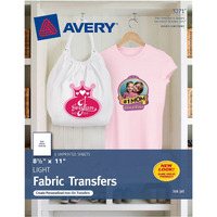 Avery 3271 Light Fabric Transfers, Matte, 8-1/2 x 11 Inch, 6 Transfers