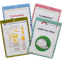 Safety Striped Shop Ticket Holders, Assorted Stripes, both sides clear, 9 x 12, 25/BX, 44100