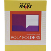 School Smart Heavyweight Two-Pocket Poly Folder, Purple, Pack of 25