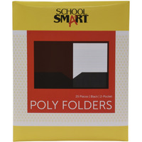 School Smart Heavyweight Two-Pocket Poly Folder, Black, Pack of 25