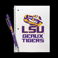 LSU Tigers Gift Set - Spiral Notebook and Comfort Feel Metal Pen (2313)