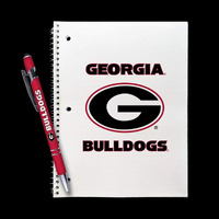 Georgia Bulldogs Gift Set - Spiral Notebook and Comfort Feel Metal Pen (2304)