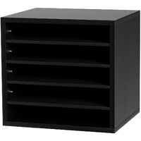 VEVOR Literature Organizers, 5 Compartments Office Mailbox with Adjustable Shelves, Wood Literature Sorter 13.9x12x13 inches for Office, Home, Classroom, Mailrooms Organization, EPA Certified, Black