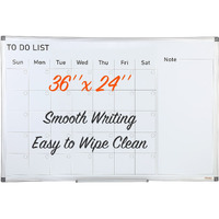 VEVOR Calendar Whiteboard, 36 x 24 Inches Magnetic Dry Erase Calendar Board, Monthly Planner Whiteboard for Wall, 1 Magnetic Erase & 2 Dry Erase Marker & Movable Tray for Restaurant Office Home School