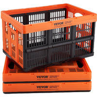 VEVOR Plastic Collapsible Storage Basket, 45L 3 Packs, Folding Stackable Storage Containers/Bins with Handles, Large Heavy Duty Containers for Clothes, Toys, Books, Snack, Shoes and Grocery Organizing