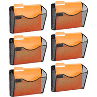 VEVOR Hanging Wall Files Organizer, 6 Pack Single Pocket Mesh Wall File Holder, Metal Wall Folder Organizer with Nametag Label, for Office Home & School