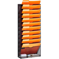 VEVOR File Wall Rack, One-Piece 12 Pockets Mesh Wall File Holder, Wall Mounted Magazine Mail Paper & Document Storage Folder, Metal Wall File Organizer with Nametag Label, for Office Home & School