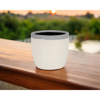 6" Cream and Gray Crackle Mosaic Ceramic Indoor Outdoor Round Pot Planter