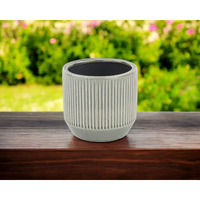 6" Gray Striped Ceramic Indoor Outdoor Round Pot Planter