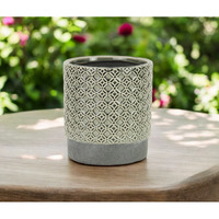 6" Gray Geometric Ceramic Indoor Outdoor Round Pot Planter