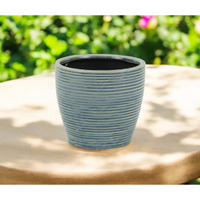 6" Blue Striped Ceramic Indoor Outdoor Round Pot Planter