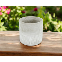 6" Light Gray Geometric Cement Indoor Outdoor Round Pot Planter