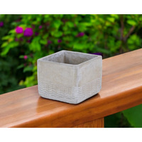 6" Light Gray Geometric Cement Indoor Outdoor Rectangular Pot Planter