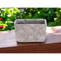9" Gray Speckle Glaze Cement Indoor Outdoor Rectangular Pot Planter
