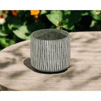 7" Gray Geo Striped Cement Indoor Outdoor Round Pot Planter