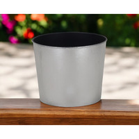7" Silver Recycled Plastic Indoor Outdoor Round Pot Planter