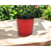 6" Red Recycled Plastic Indoor Outdoor Round Pot Planter