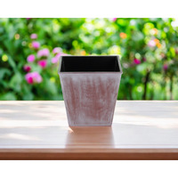 5" Brown and Ivory Abstract Recycled Plastic Indoor Outdoor Rectangular Pot Planter