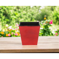 5" Red Recycled Plastic Indoor Outdoor Rectangular Pot Planter