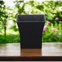 7" Black Recycled Plastic Indoor Outdoor Square Nursery Pot