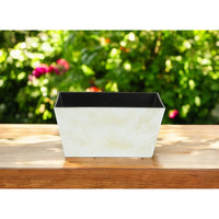 8" Cream Recycled Plastic Indoor Outdoor Rectangular Planter Box